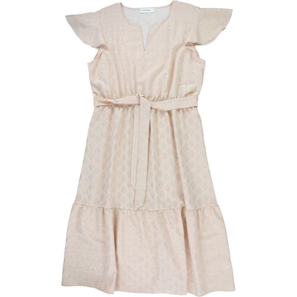 Lucky Brand Womens Medallion Print, Belted Midi Dress, , L, DM